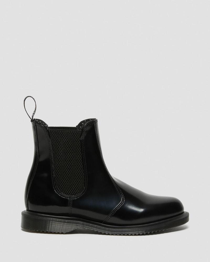 Women's Dr Martens Flora Smooth Leather Ankle Boots Black | AU 57ILH